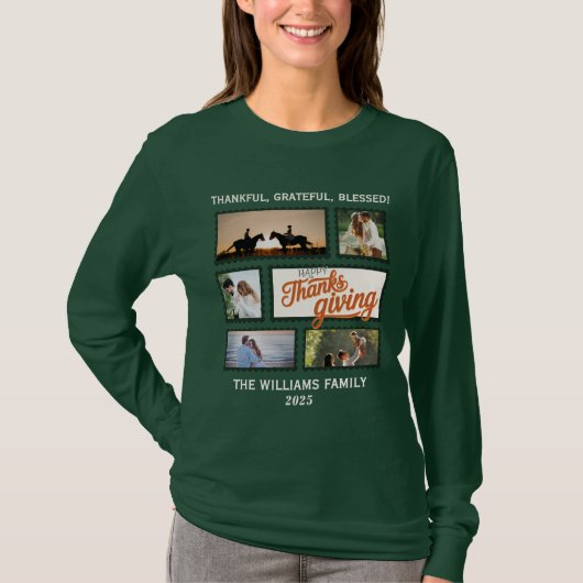 2025 Thanksgiving Fotocollage Familie Matching T-shirt (Voorkant)