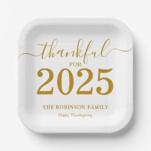 2025 Thanksgiving Gold Script Modern Papieren Bordje