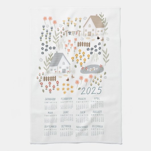 2025 Theedoek Kalender Country Wildflower Garden (Verticaal)
