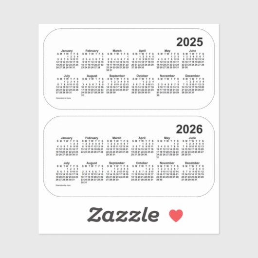 2025 Transparante kalender 2026 door Janz Sticker (Vel)