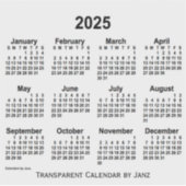 2025 Transparante kalender door Janz Sticker (Voorkant)