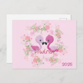 2025 tweeling zwangerschap verwacht aankondiging briefkaart (Voorkant / Achterkant)