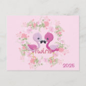 2025 tweeling zwangerschap verwacht aankondiging briefkaart (Voorkant)