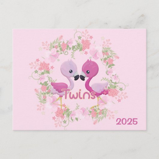 2025 tweeling zwangerschap verwacht aankondiging briefkaart (Voorkant)