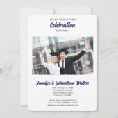 2025 Twin Afstuderen Blue Pinstripe Foto Afstudere Kaart (Achterkant)