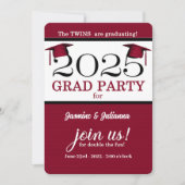 2025 Twin Afstuderen rode streep Foto Afstuderen Kaart (Voorkant)