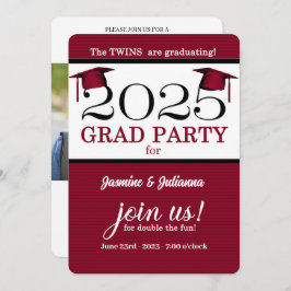 2025 Twin Afstuderen rode streep Foto Afstuderen Kaart