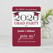 2025 Twin Afstuderen rode streep Foto Afstuderen Kaart (Staand voorkant)