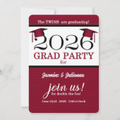 2025 Twin Afstuderen rode streep Foto Afstuderen Kaart (Voorkant)