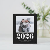 2025 Typografie Zwart Gelukkig Nieuwjaar Foto (Staand voorkant)