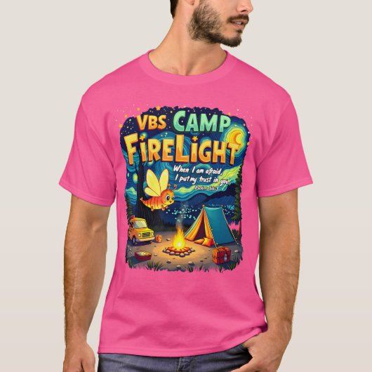 2025 VBS Kamp Vuurlicht Kamp Vakantie Bijbelschool T-shirt (Voorkant)