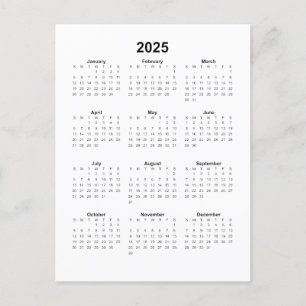 2025 Verticale kalender Briefkaart