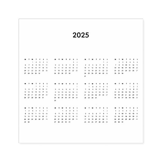 2025 Vierkante Maandkalender Rubberstempel (Afrduk)