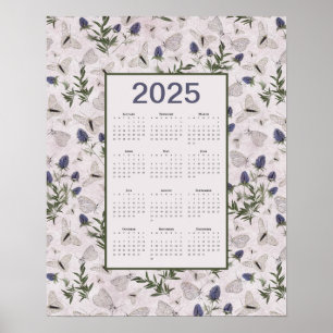 2025 vlinders distel muur kalender poster