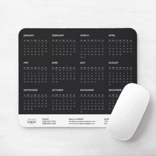 2025 Voljaar Kalender Business Logo Promotional Muismat (Met muis)