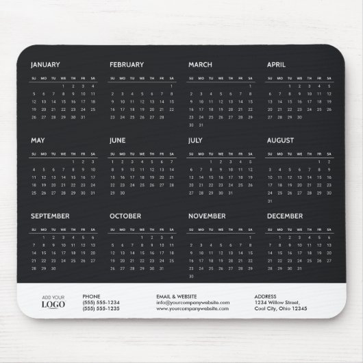 2025 Voljaar Kalender Business Logo Promotional Muismat (Voorkant)