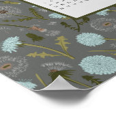 2025 Voljaar Kalender Grijs Blauw Paardenbloem Poster (Hoek)