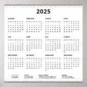 2025 Voljaar Mini Calendar Business Logo Modern Poster (Voorkant)