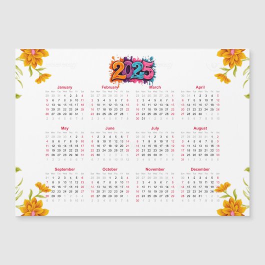 2025 Voljaar Uitzicht Kalender - Basis Minimal Magnetische Uitnodiging (Voorkant)