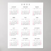 2025 Volledig Jaar Huis Kantoor Jaarlijkse Muurkal Poster (Voorkant)