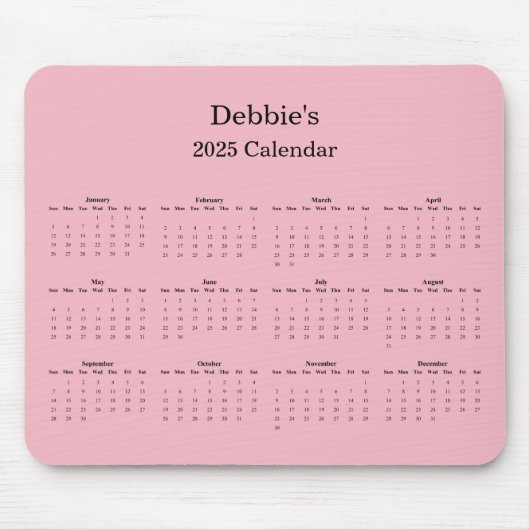 2025 volledige jaarkalender muismat (Voorkant)