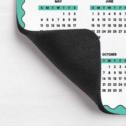 2025 Volledige jaarkalender Wavy Emerald Green Muismat (Hoek)