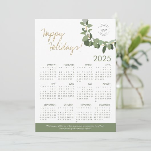 2025 Volledige Kalenderkrans Aangepaste Logo QR-co (Staand voorkant)