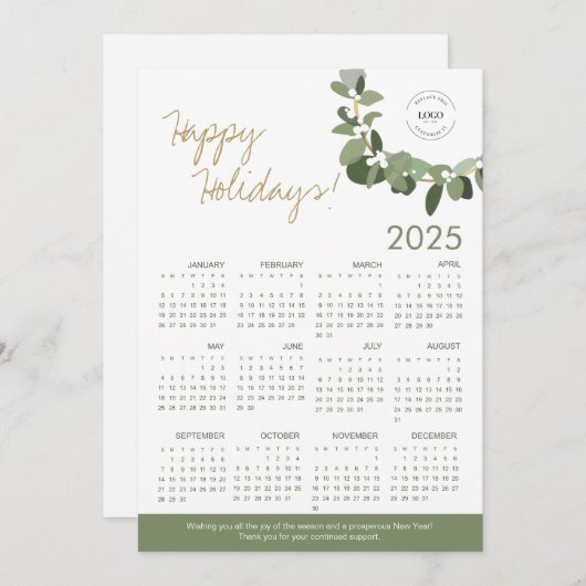 2025 Volledige Kalenderkrans Aangepaste Logo QR-co (Voorkant / Achterkant)