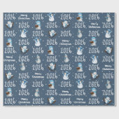 2025 Vrolijk Kerstfeest en Sneeuwman Cadeaupapier (Vlak)