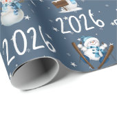 2025 Vrolijk Kerstfeest en Sneeuwman Cadeaupapier (Rol Hoek)