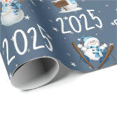 2025 Vrolijk Kerstfeest en Sneeuwman Cadeaupapier (Rol Hoek)