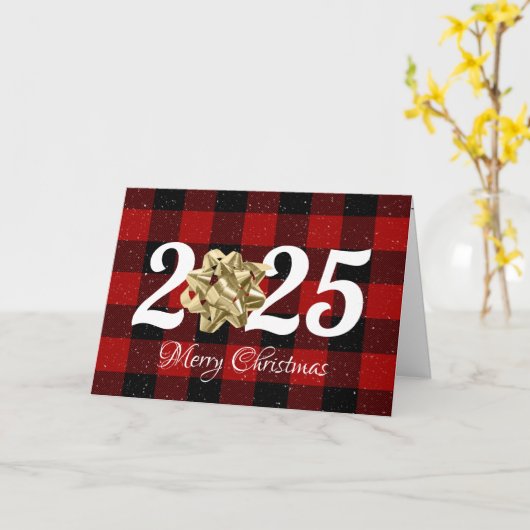 2025 Vrolijke Kerstboog op Plaid Kaart (Gele Bloem)