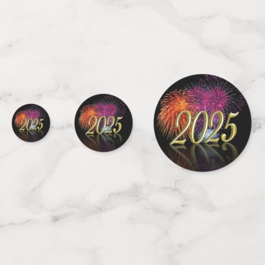2025 Vuurwerk Goud Gelukkig Nieuwjaar Confetti (Voorkanten)