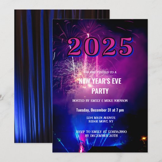 2025 Vuurwerkviering voor oudejaarsfeest Kaart (Voorkant / Achterkant)