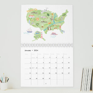 2025 Waterverf Landen in de Wereldkaarten Reizen Kalender