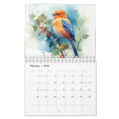 2025 waterverf vogelfruitboom maandmuur kalender (Feb 2026)
