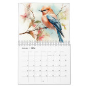 2025 waterverf vogelfruitboom maandmuur kalender (Jan 2026)