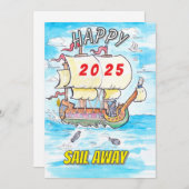 2025 wenskaarten schip vaart weg feestdagenkaart (Voorkant / Achterkant)