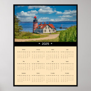 2025 West Quoddy Head Vuurtoren Muur Kalender Poster