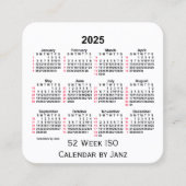 2025 White 52 Week ISO Calendar door Janz Vierkante Visitekaartje (Voorkant)