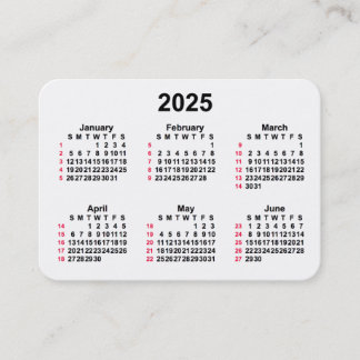 2025 White 52 Week ISO Calendar door Janz Visitekaartje