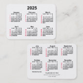 2025 White 52 Week ISO Calendar door Janz Visitekaartje (Voorkant / Achterkant)