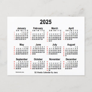 2025 White 52 Weeks Agenda van Janz Briefkaart