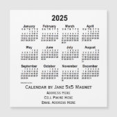 2025 White Business Calendar van Janz 5x5 Magnet (Voorkant)
