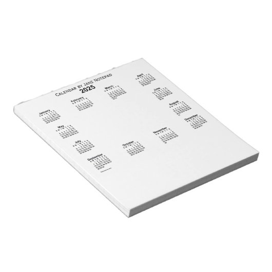 2025 White Calendar door Janz Notepad Notitieblok (Schuin)