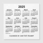 2025 White Calendar van Janz 5x5 Magnet (Voorkant)