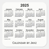 2025 White Calendar van Janz Square Sticker (Voorkant)