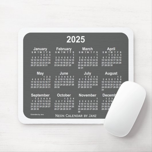 2025 White Charcoal Calendar van Janz Muismat (Met muis)