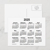 2025 White Mini Calendar van Janz Briefkaart (Voorkant / Achterkant)