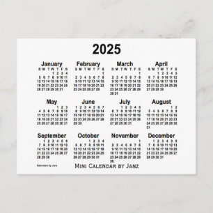 2025 White Mini Calendar van Janz Briefkaart
